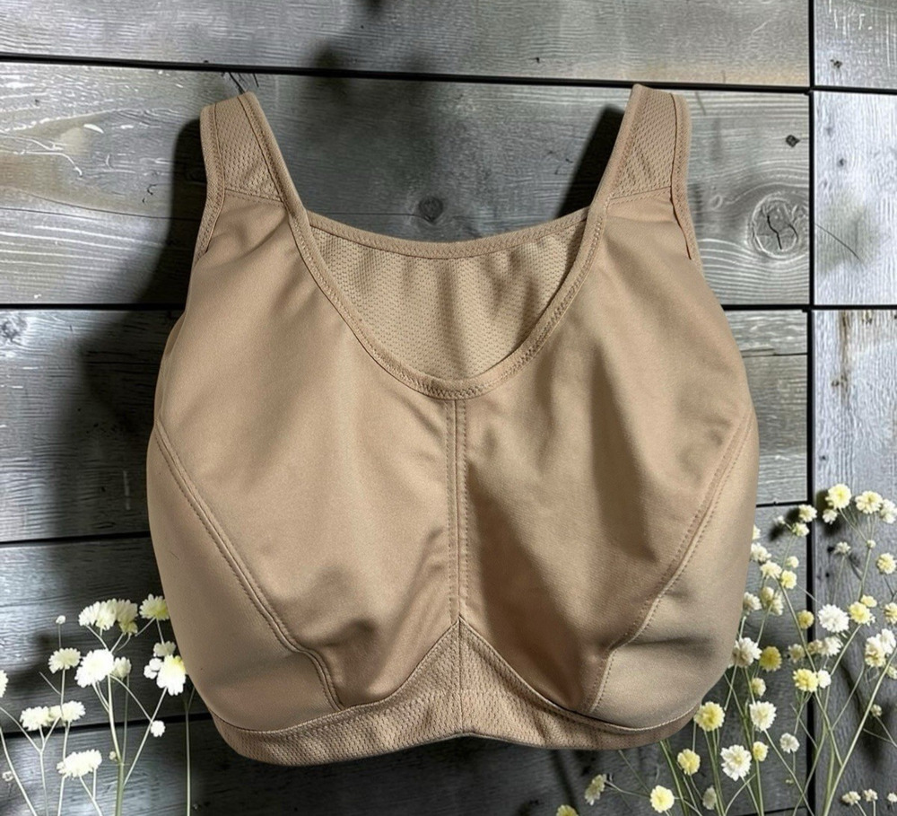Glamorise Full Figure No-Bounce Sports Bra Sz 40G Nude Wireless Medium Impact